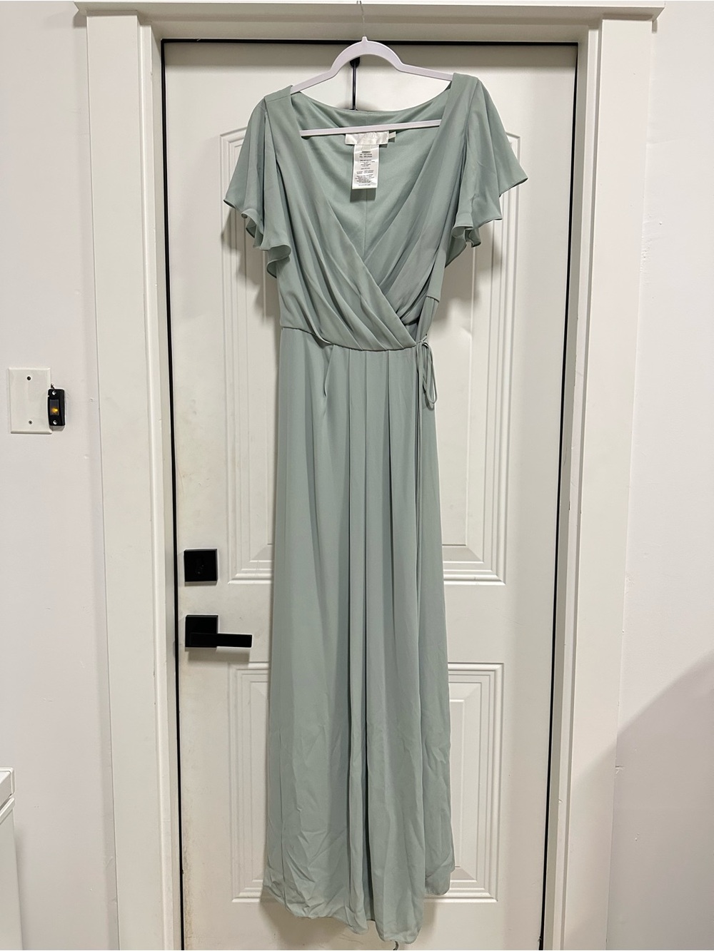 David's Bridal Sage Green Maxi Wrap Dress